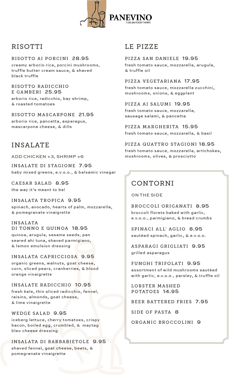 Menus - Panevino